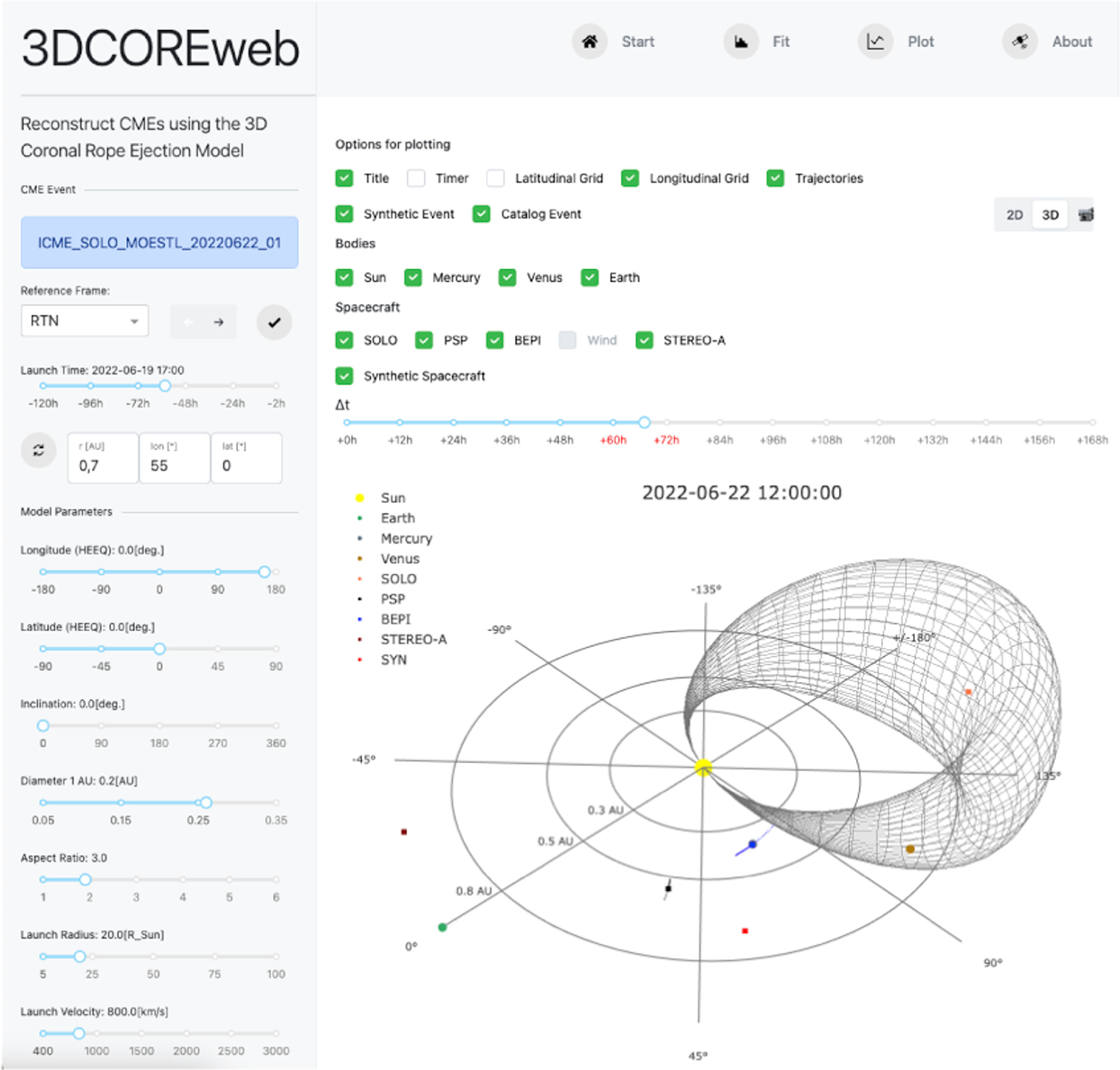 3DCOREweb Graphical User Interface